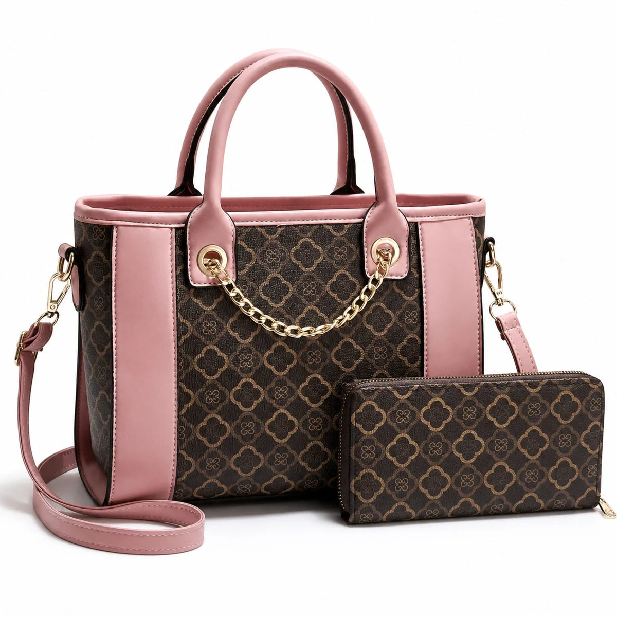 Printed Leather Tote Bag Set - Aria