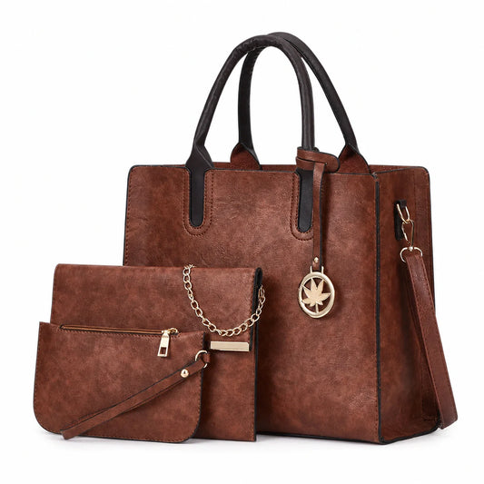Leather Retro 3-Piece Handbag Set - Liora