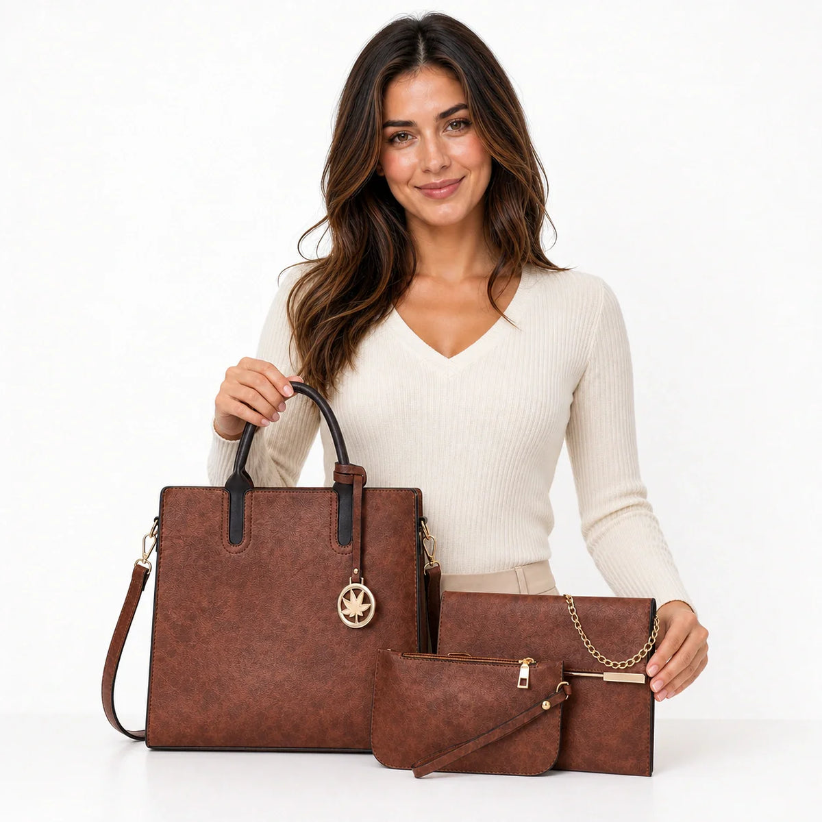 Leather Retro 3-Piece Handbag Set - Liora