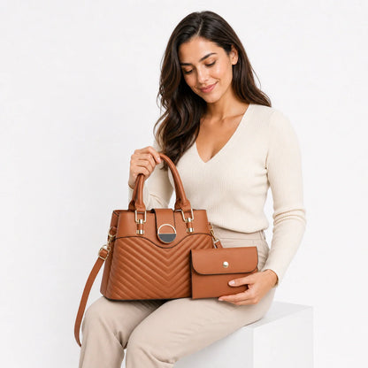 Soft Leather Tote & Crossbody Set - Elara