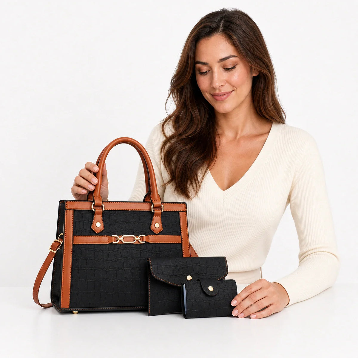 Leather Tote Set - Vela