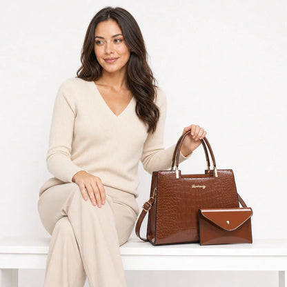 Leather Handbag and Wallet Set - Aura