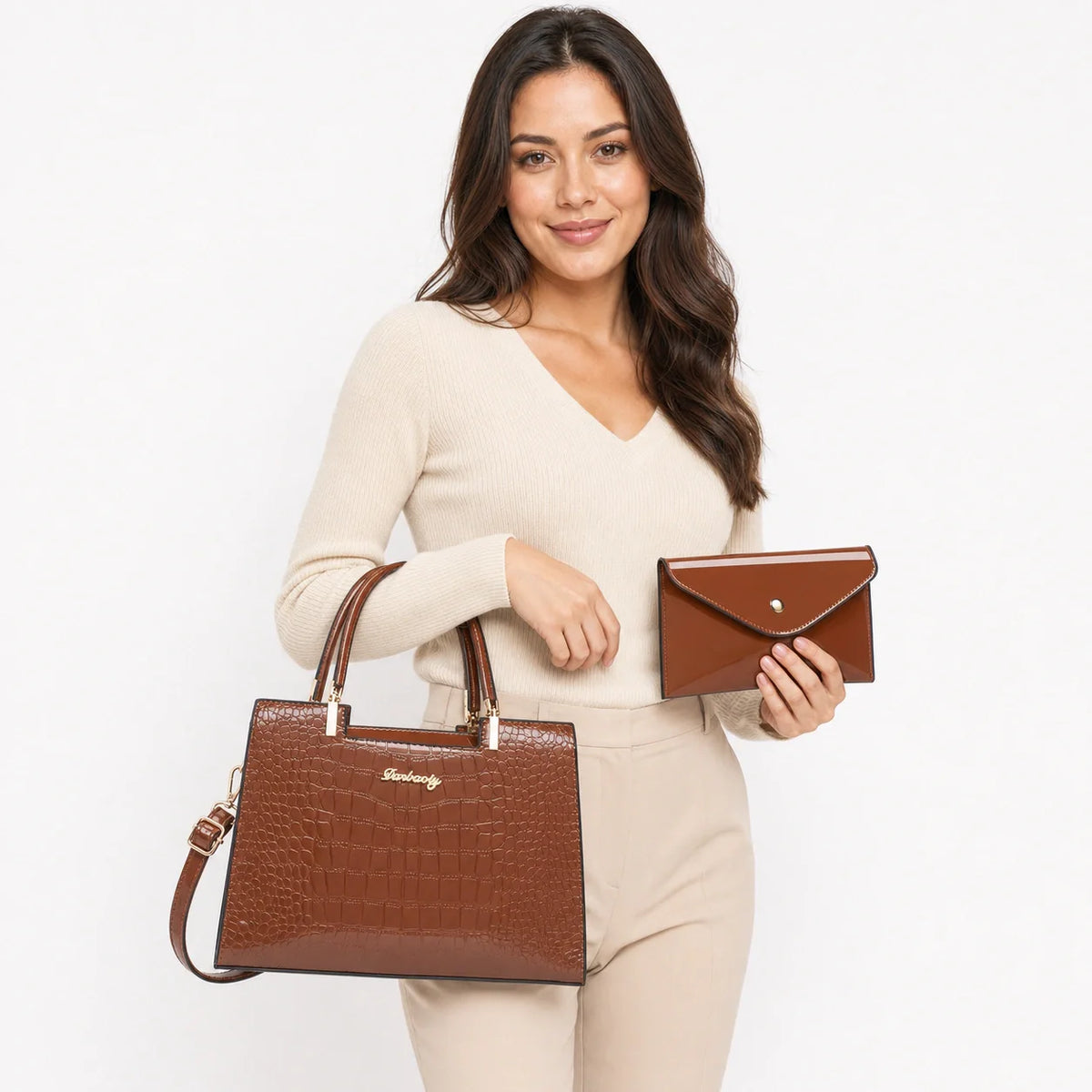 Leather Handbag and Wallet Set - Aura