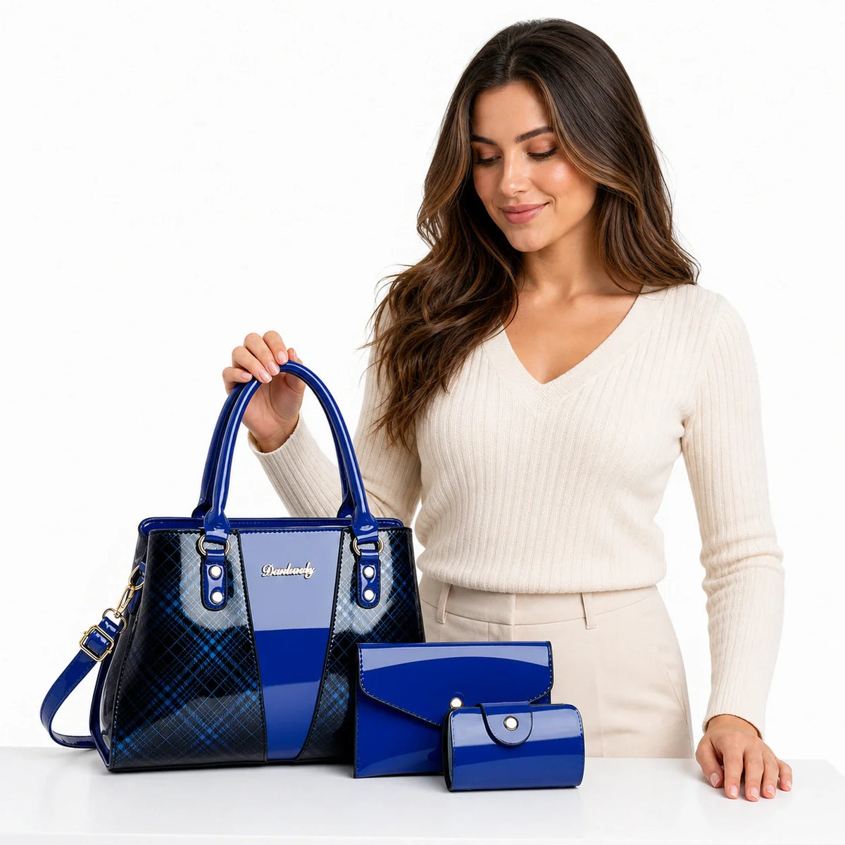 3-Piece Leather Shoulder Bag Set - Aria