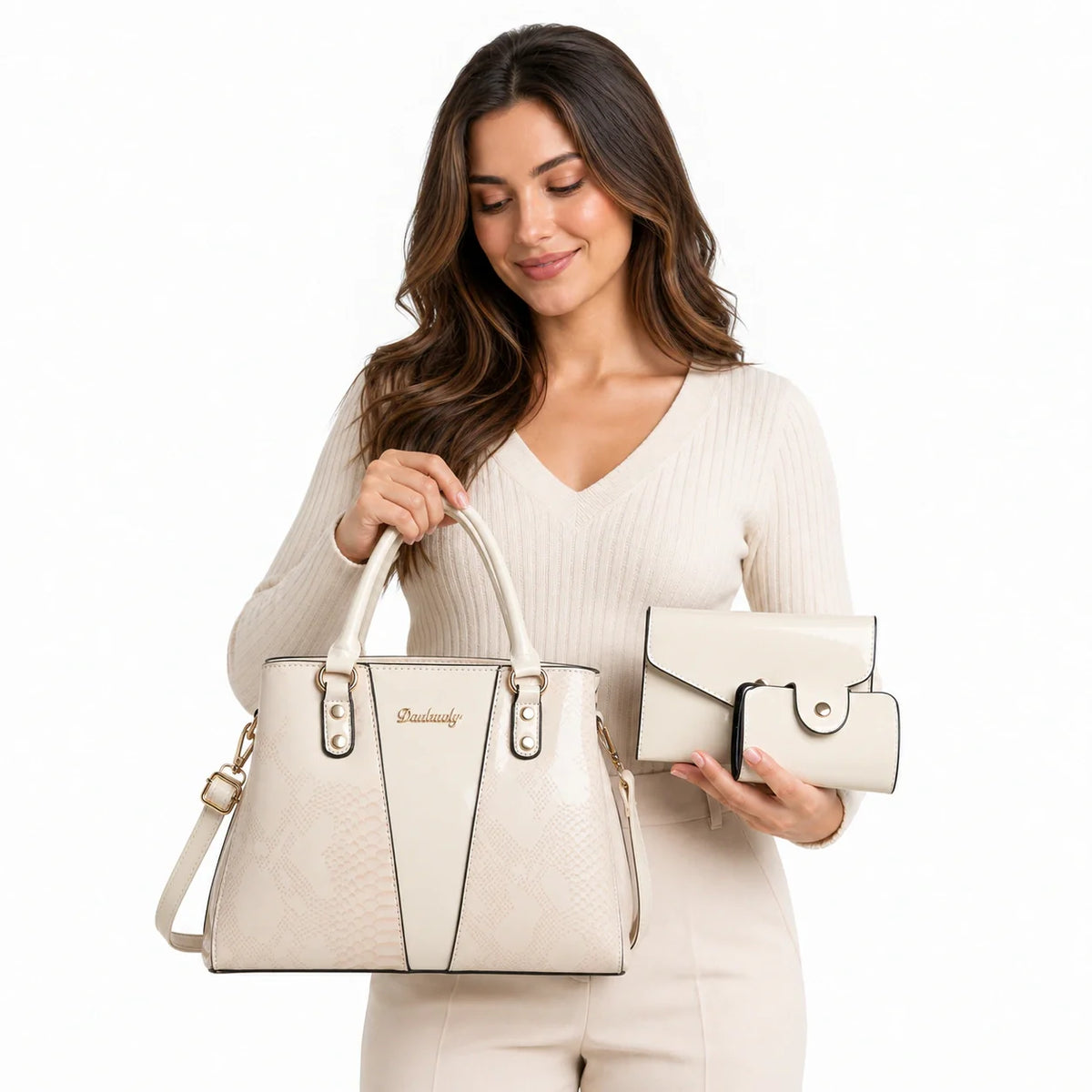3-Piece Leather Shoulder Bag Set - Aria