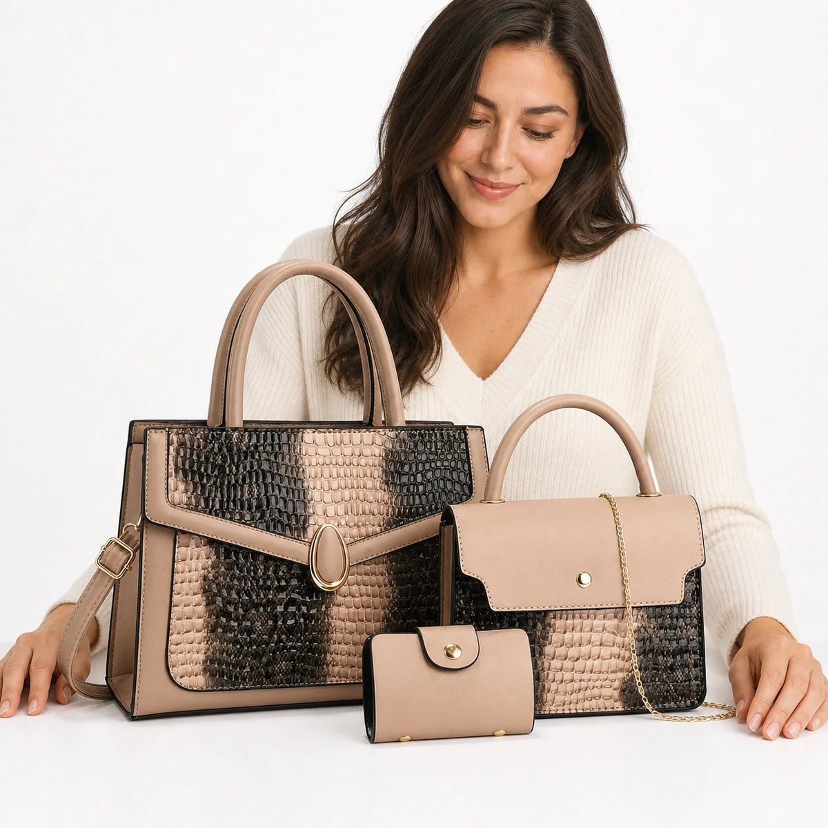Leather Crossbody Bag Set - Kira
