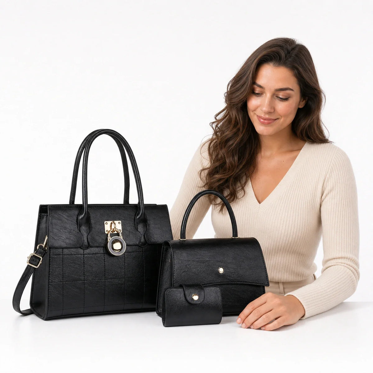 Leather Shoulder Bag Set - Niva