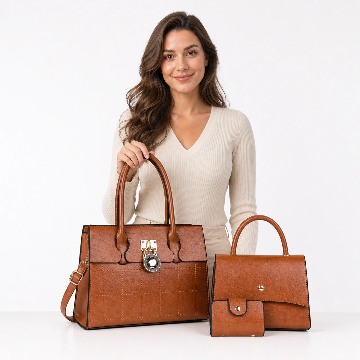 Leather Shoulder Bag Set - Niva