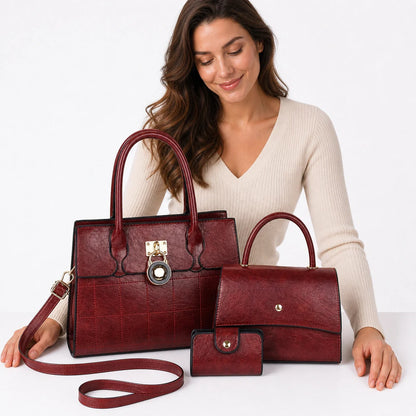 Leather Shoulder Bag Set - Niva