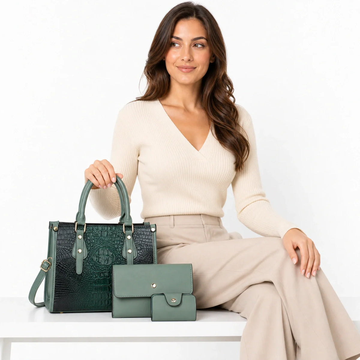 Leather 3-Piece Bag Set - Aura