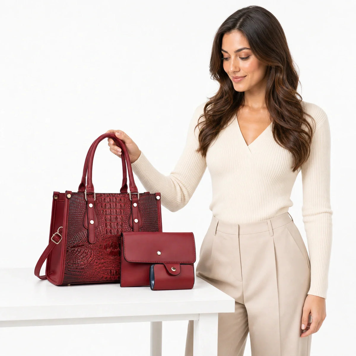 Leather 3-Piece Bag Set - Aura