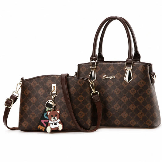 Printed Leather Handbag Set - MIRA