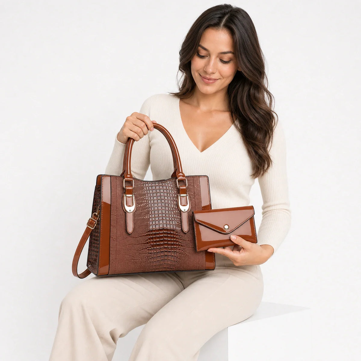 Leather Shoulder Bag Set - Vela