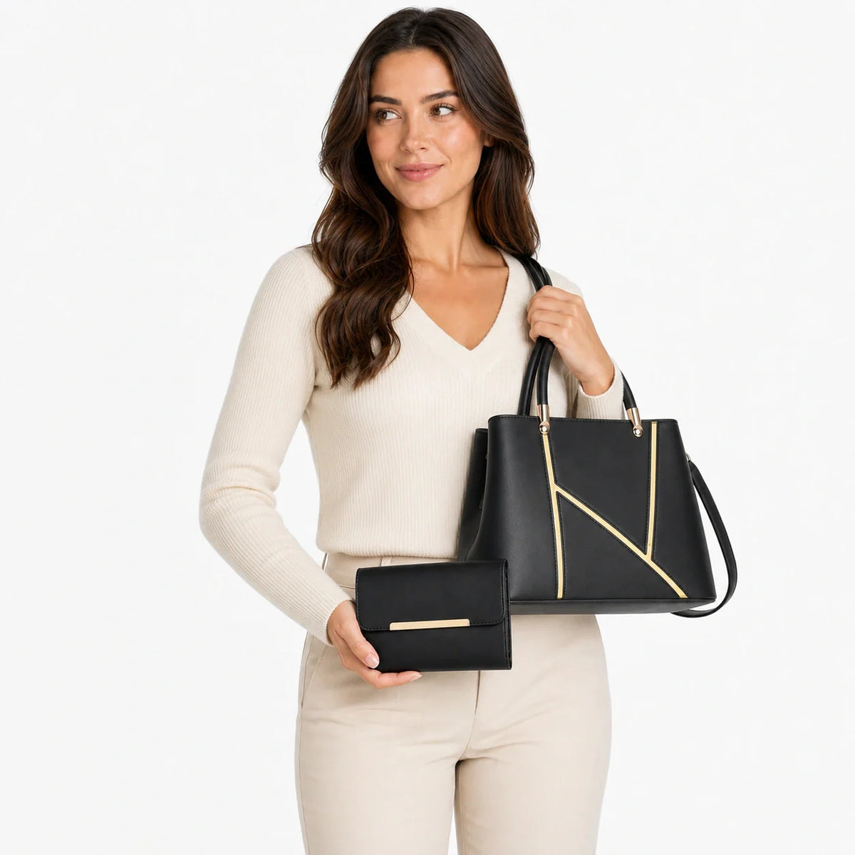 Leather Handbag and Crossbody Set - Aura