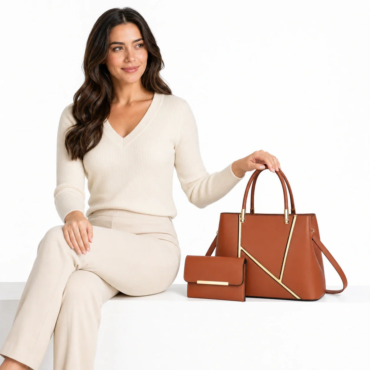 Leather Handbag and Crossbody Set - Aura
