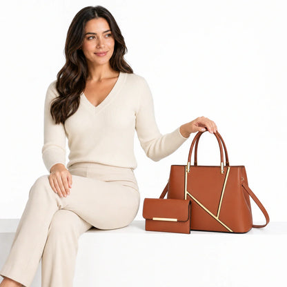Leather Handbag and Crossbody Set - Aura