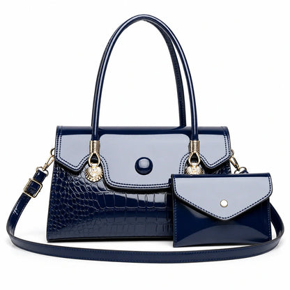 Crocodile Pattern Leather Crossbody Bag & Wallet Set - KIRA