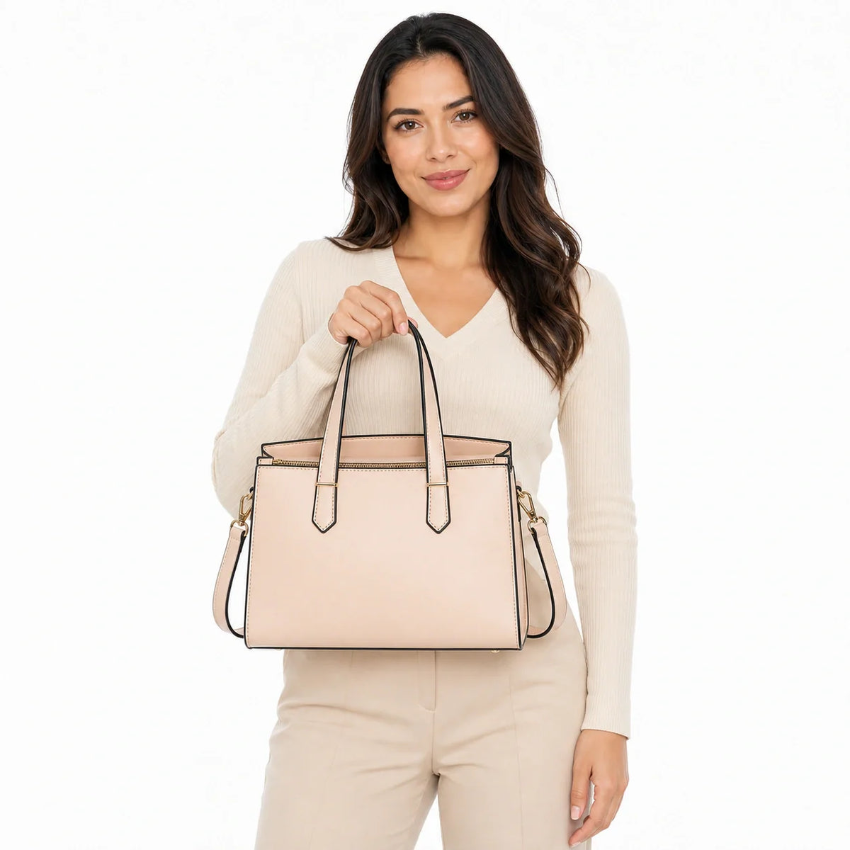 Crocodile Embossed Leather Tote Set - LURA
