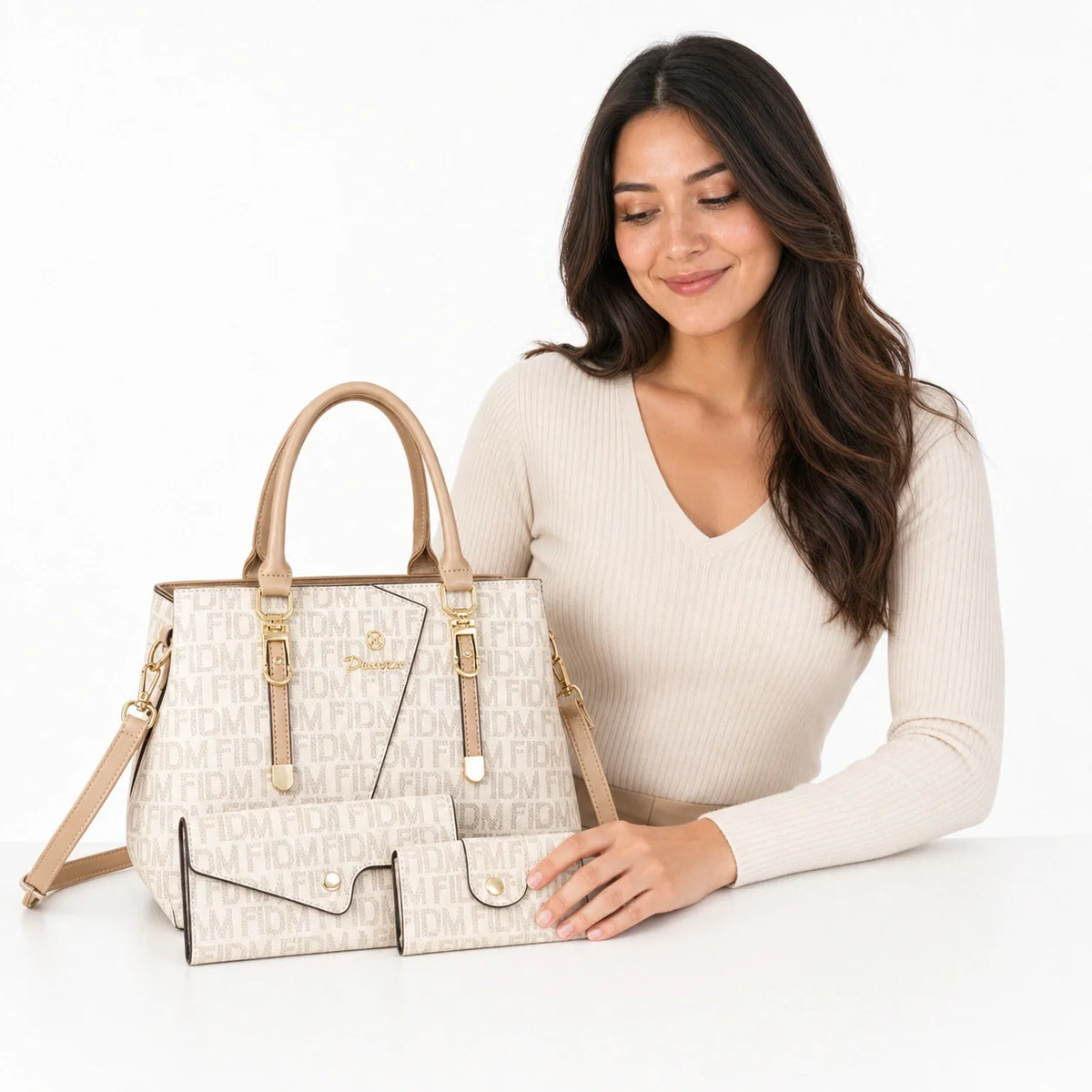 Leather Bag and Wallet Set - Cora