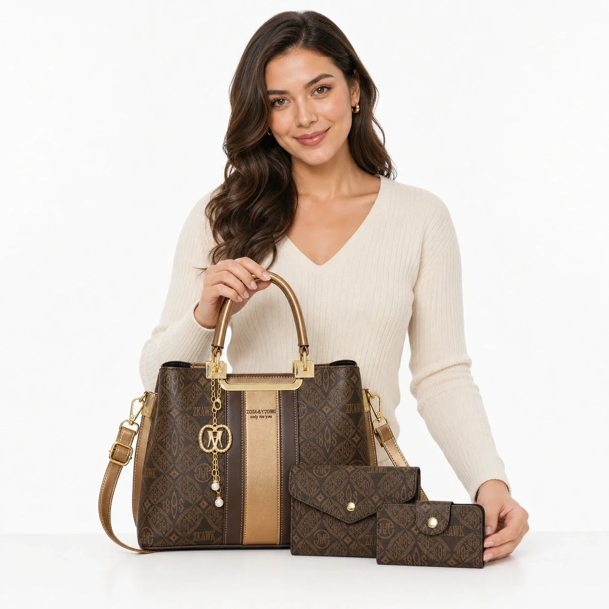 3-Piece Women's Bag Set in Printed Fabric - Nova