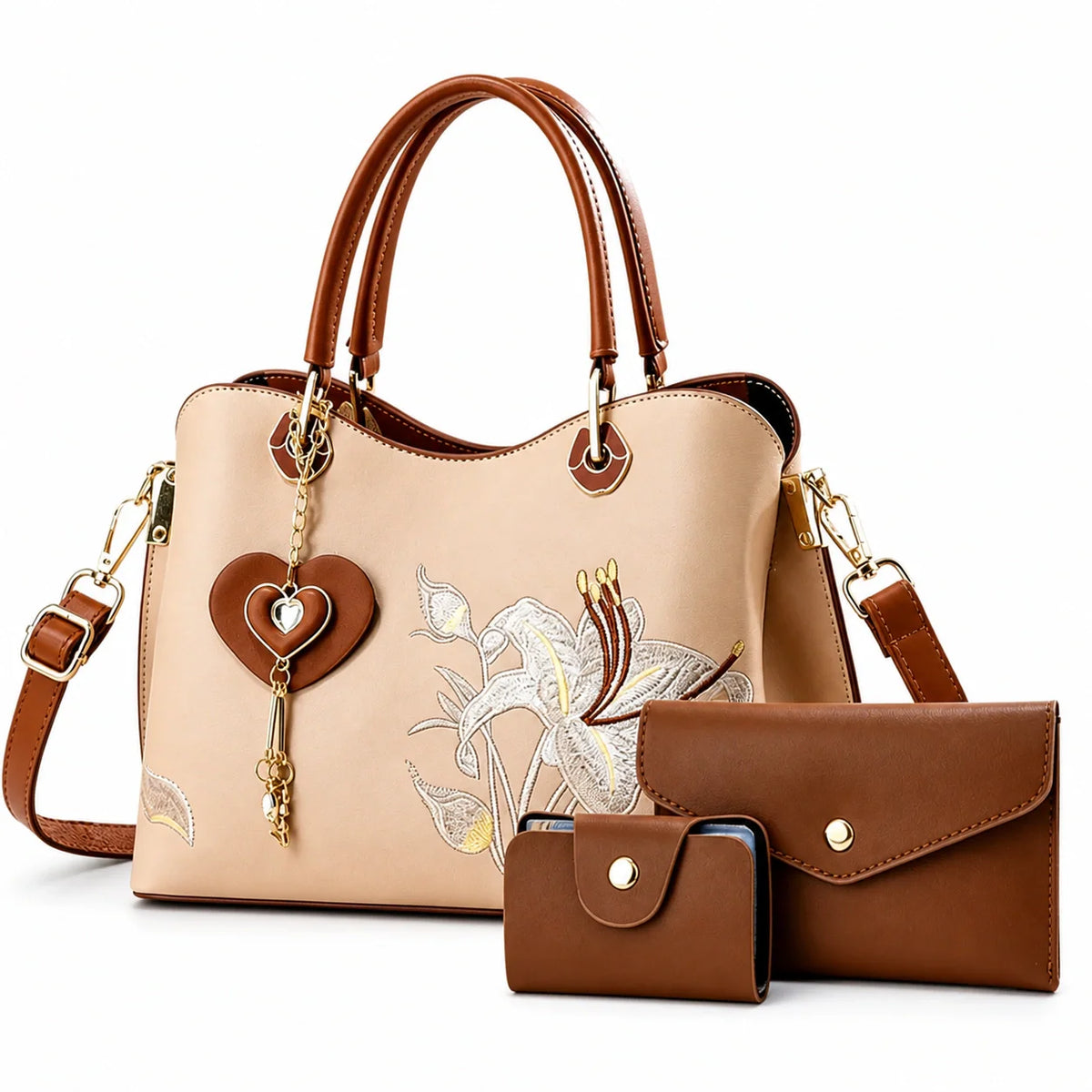 Leather Shoulder Bag Set - Mila