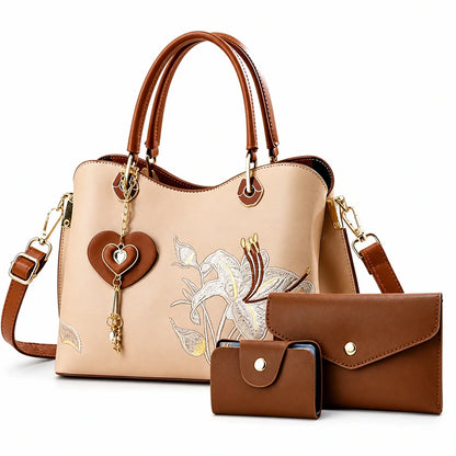 Leather Shoulder Bag Set - Mila