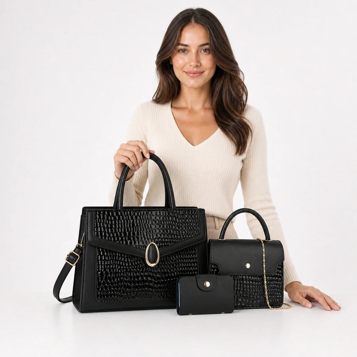 Leather Shoulder Bag Set - Vela