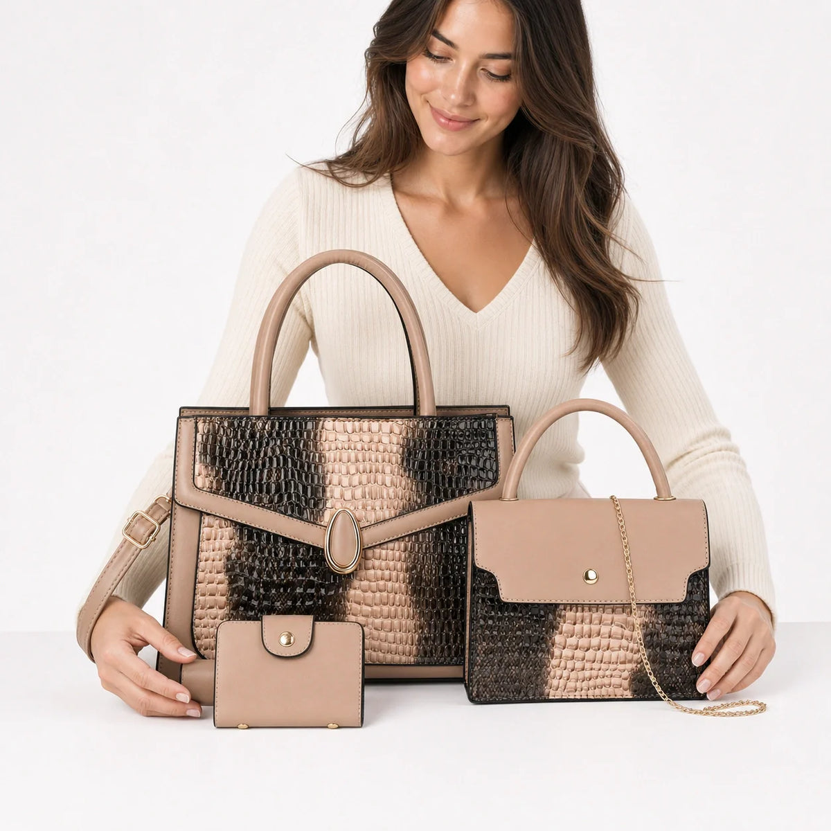 Leather Shoulder Bag Set - Vela