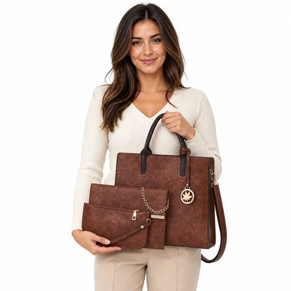 Leather Retro 3-Piece Handbag Set - Liora