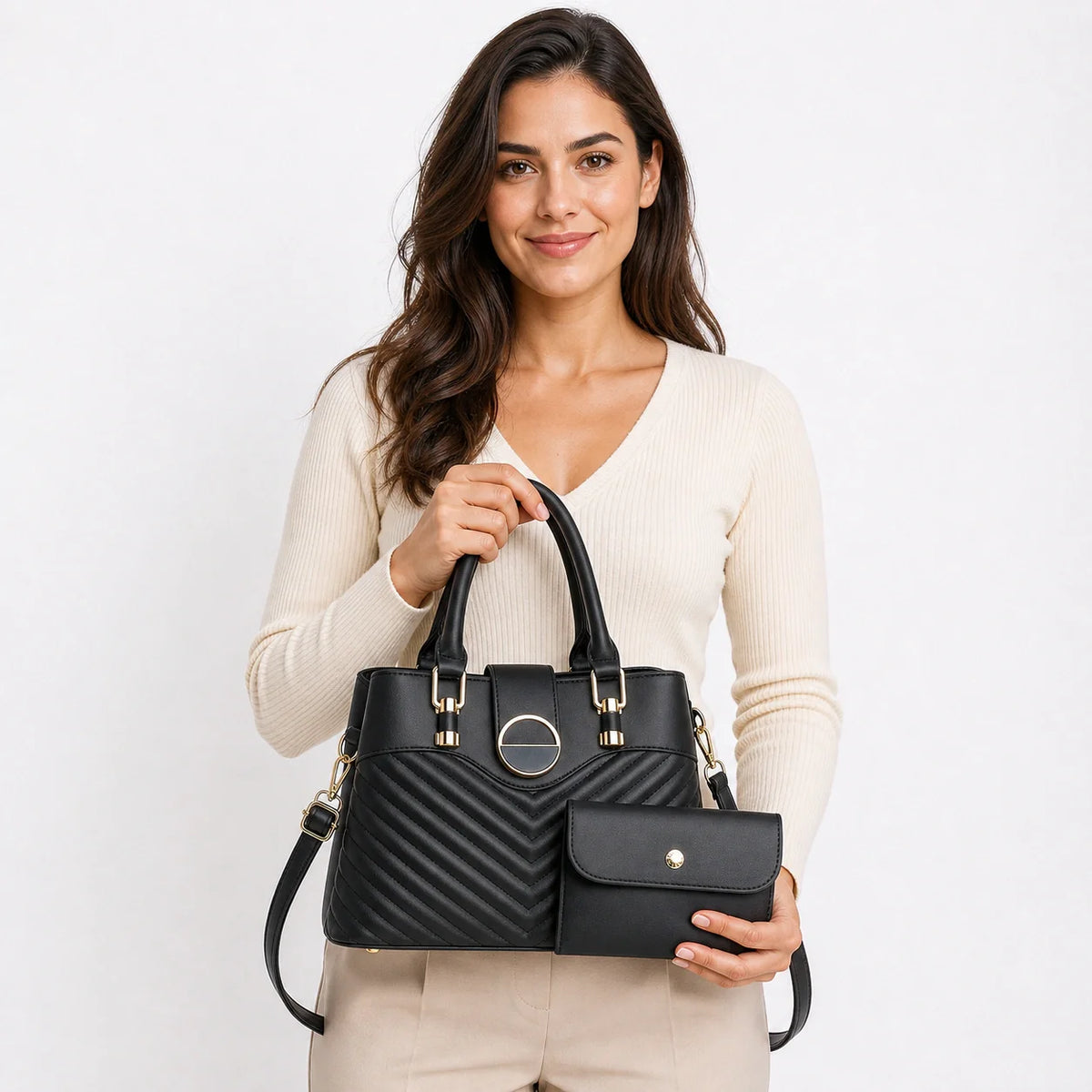 Soft Leather Tote & Crossbody Set - Elara