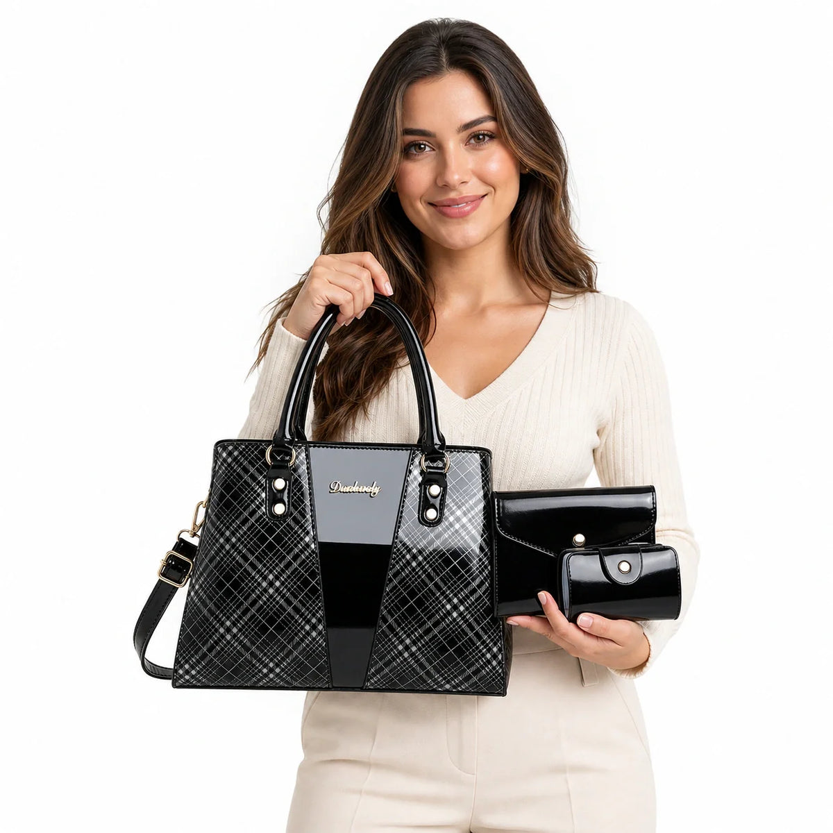 3-Piece Leather Shoulder Bag Set - Aria
