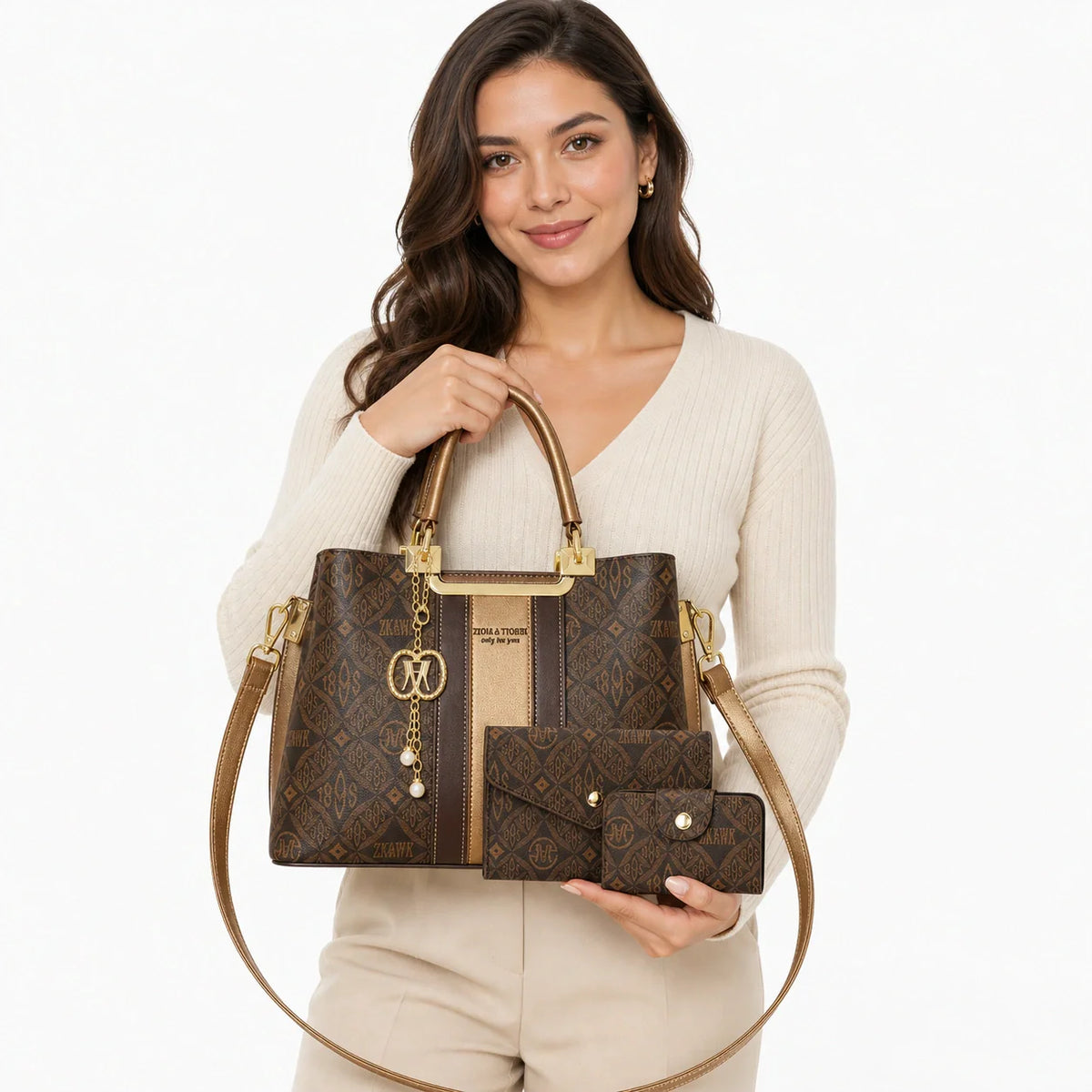 3-Piece Women's Bag Set in Printed Fabric - Nova