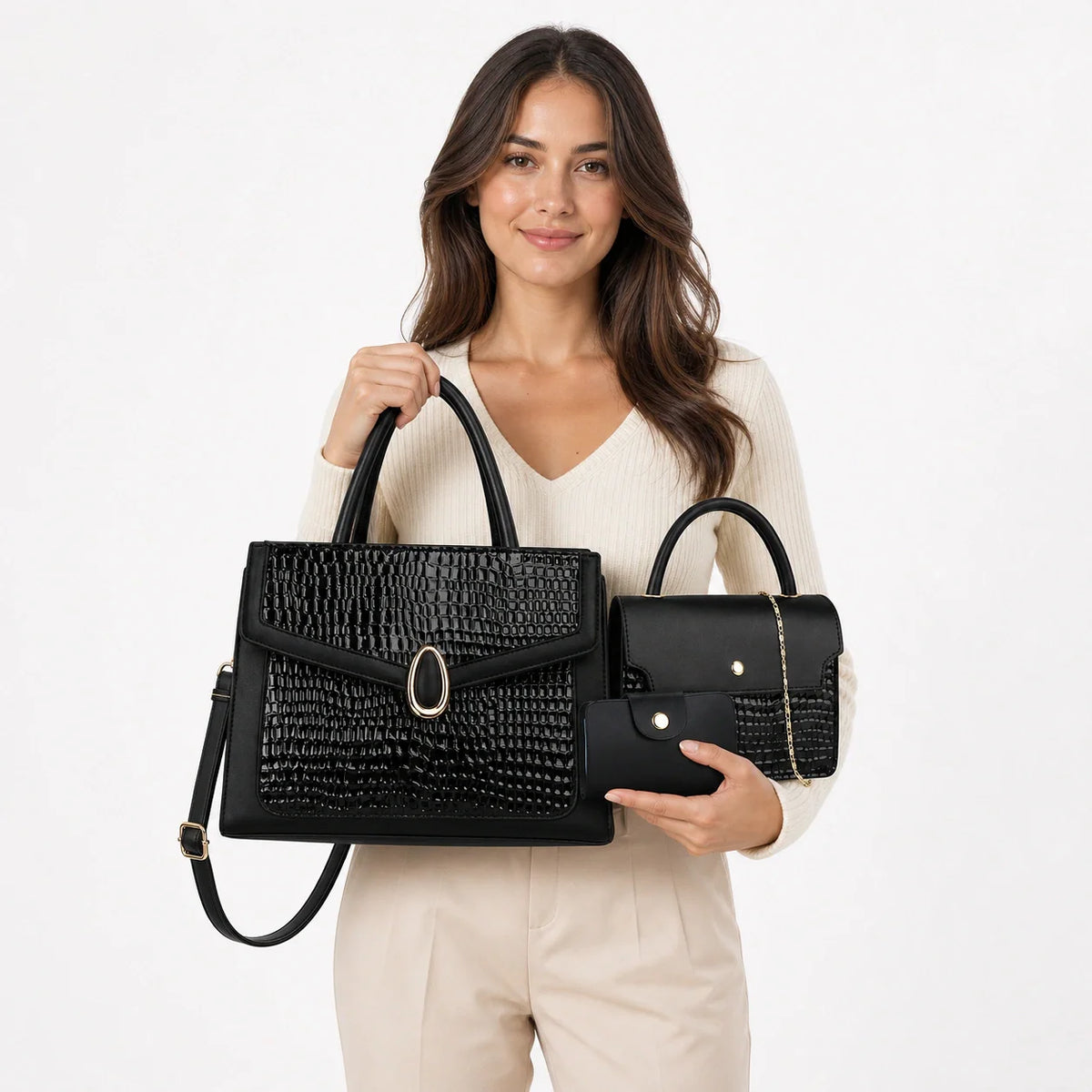 Leather Shoulder Bag Set - Vela